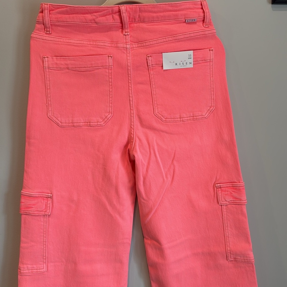 Risen Bright Pink Women's Cargo Jeans - Picture 3 of 4